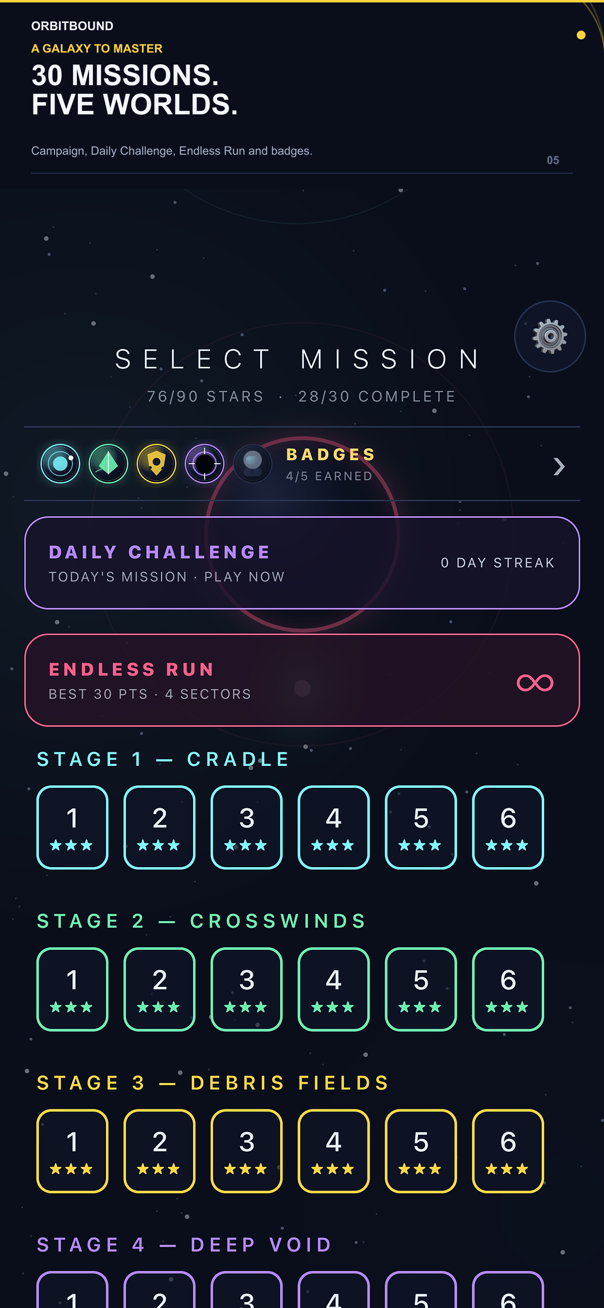 Orbitbound thirty mission campaign screenshot